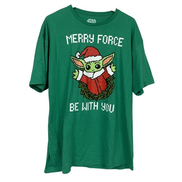 Star Wars Other - Star Wars T Shirt Mens 2XL Mandalorian Grogu Merry Force Be With You Christmas